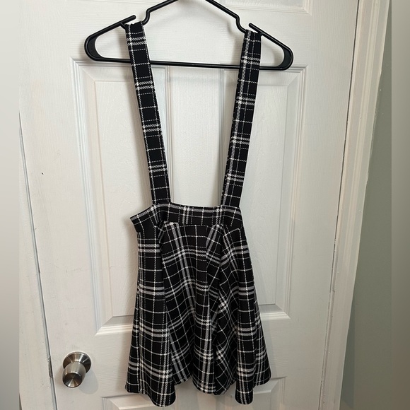 Dark academia school girl plaid high waisted suspender feminine preppy - Picture 2 of 5